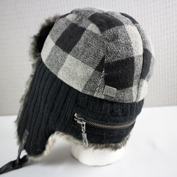 Windriver Checkered Flannel Faux Fur Trapper Hat - Picture 5 of 8